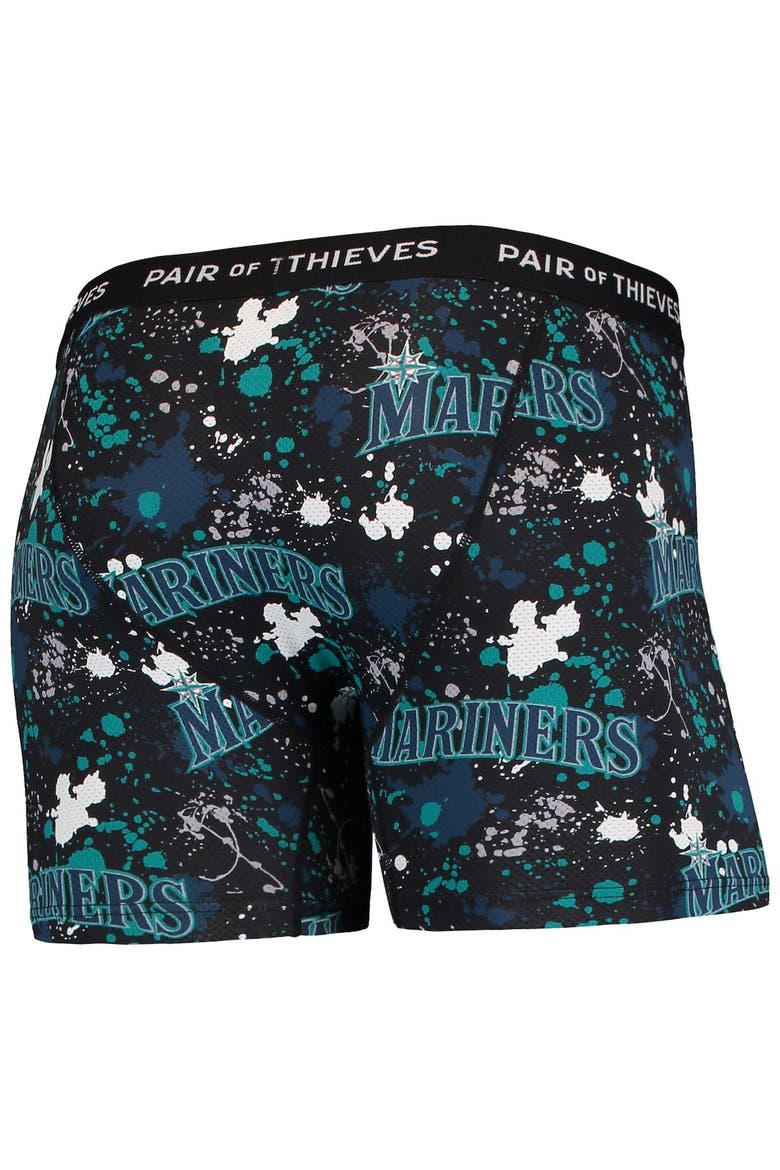 Men's Pair of Thieves Black/Aqua Seattle Mariners Super Fit 2-Pack Boxer Briefs Set, Alternate, color, Black