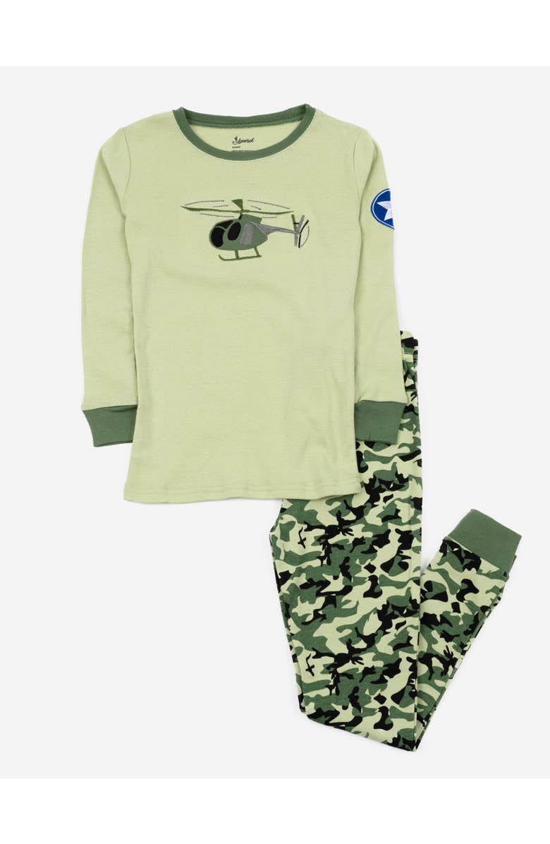 Leveret Two-Piece Cotton Printed Matching Family Pajamas, Playful Graphics, Main, color, Army Helicopter