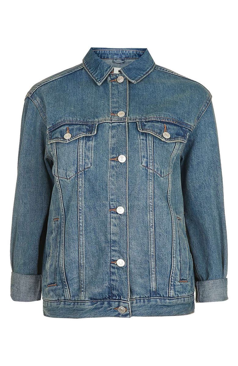 Topshop Moto Western Denim Jacket, Alternate, color, 
