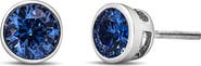 Haus of Brilliance 14K White Gold 1.0 Cttw Blue Lab Grown Diamond Screw-Back Classic Bezel Solitaire Stud Earrings