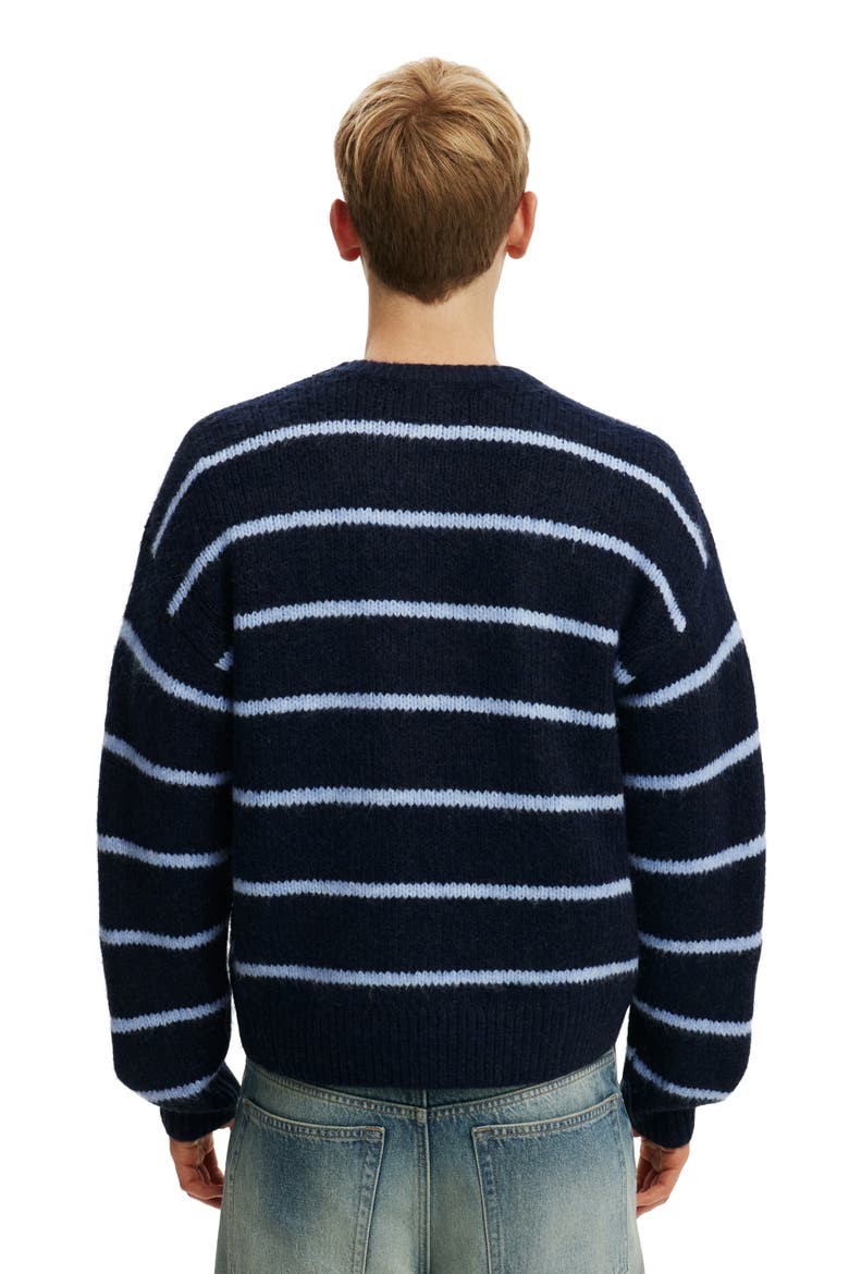 Men's Super Soft Boxy Sweater, Alternate, color, Navy Stripe