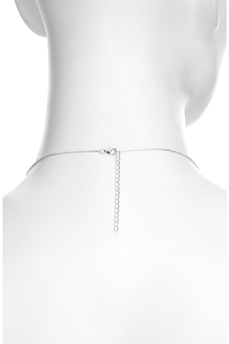 Cubic Zirconia Bow Initial Pendant Necklace, Alternate, color, C SILVER
