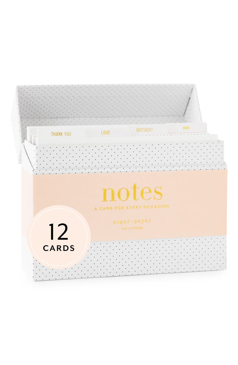 Sugar Paper Cards for Every Occasion Assorted Set of 12 Notecards & Envelopes, Alternate, color, White