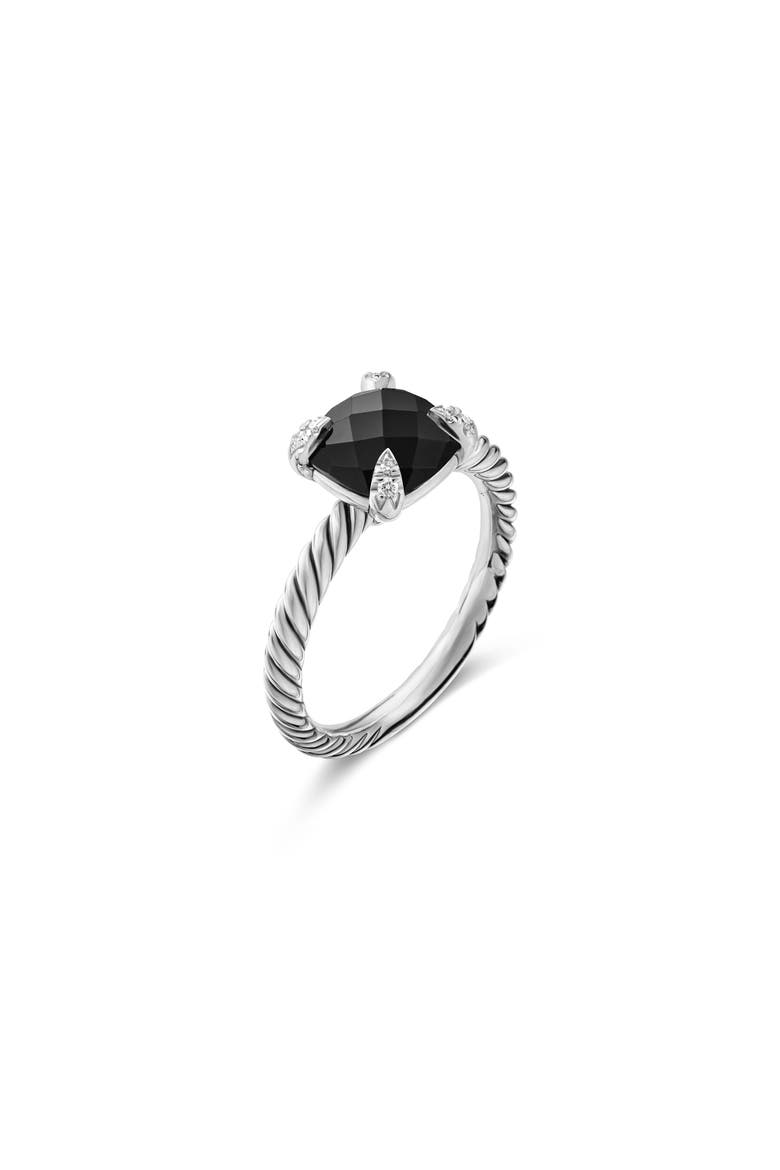 Chatelaine® Ring with Semiprecious Stone & Diamonds, Alternate, color, BLACK ONYX