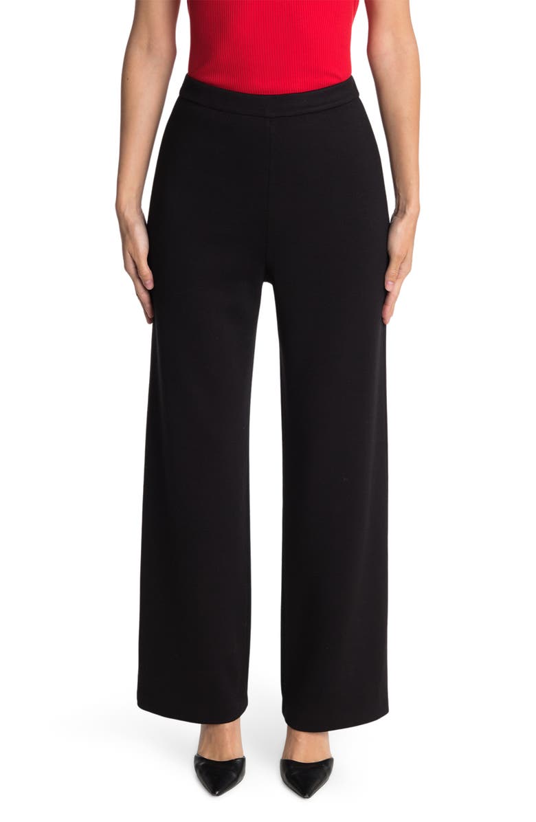 St. John Collection Milano Wide Leg Wool Blend Pull-On Pants, Main, color,