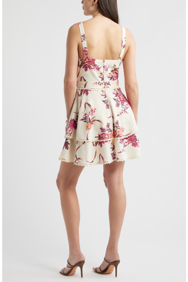 Lace Detail Floral Tiered Minidress, Alternate, color, BEIGE- PINK ANTOINETTE FLORAL