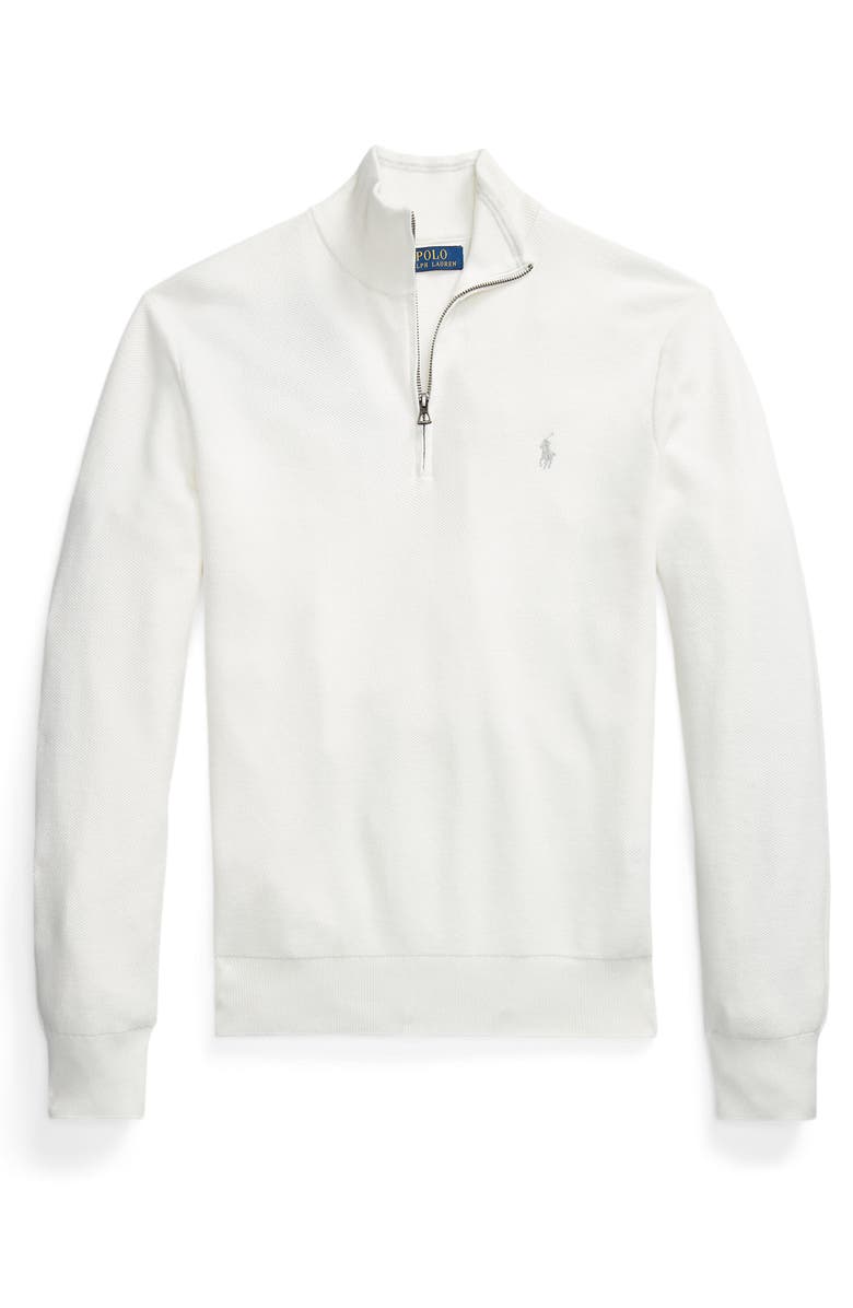 Polo Ralph Lauren Quarter Zip Cotton Sweater, Alternate, color, Deckwash White