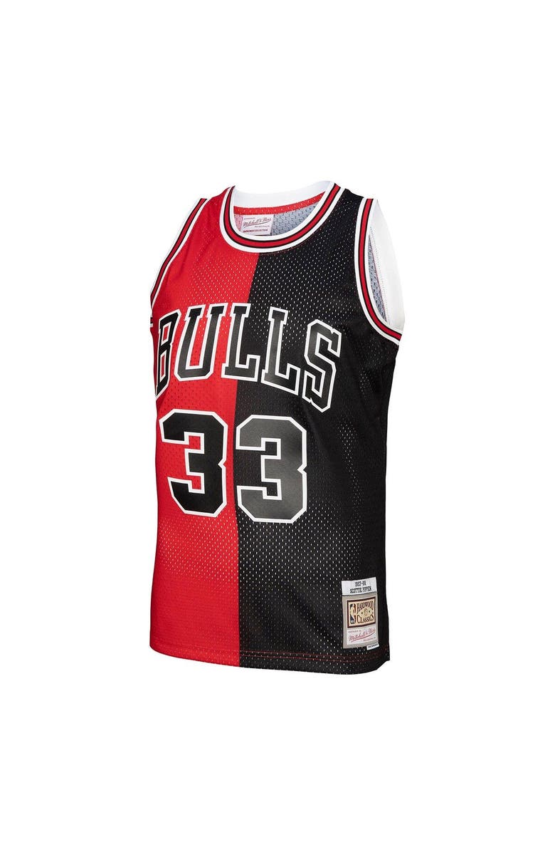 Mitchell & Ness Men's Mitchell & Ness Scottie Pippen Red/Black Chicago Bulls Big & Tall Hardwood Classics 1997/98 Split Swingman Jersey, Alternate, color, Red