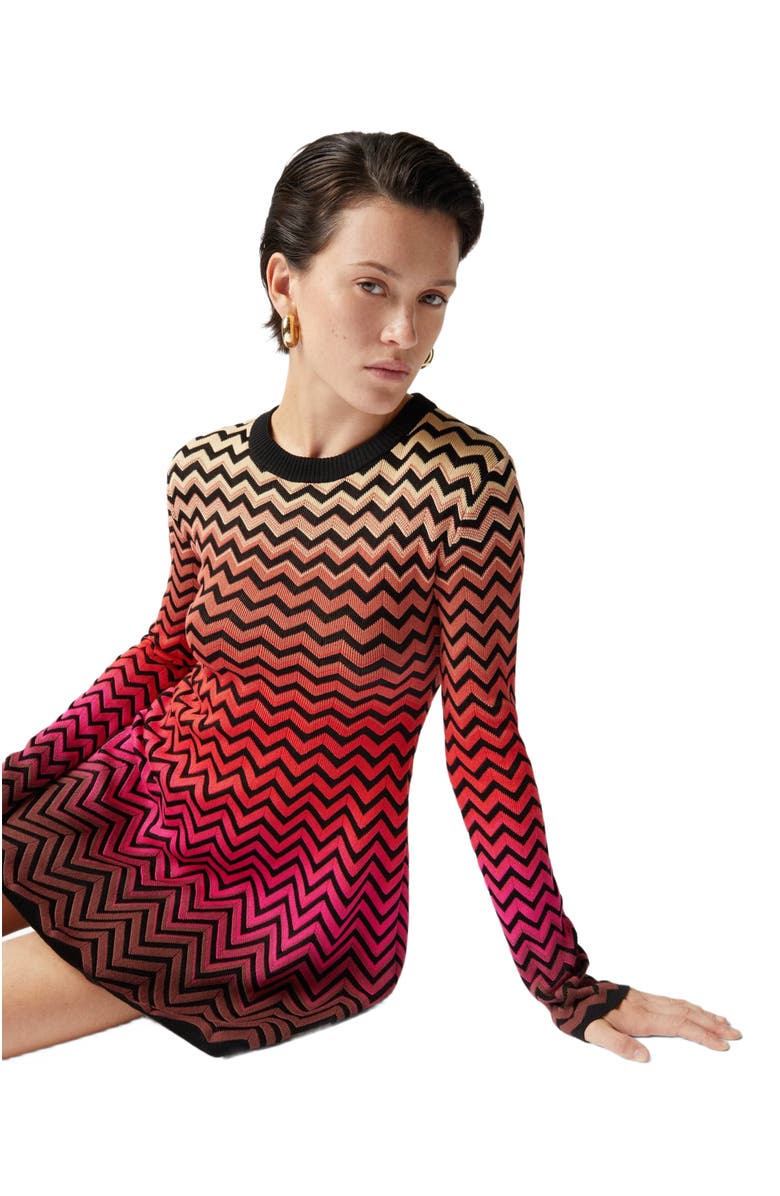 Missoni Flared Mini-dress With Dégradé Chevron Motif, Alternate, color, Multicoloured
