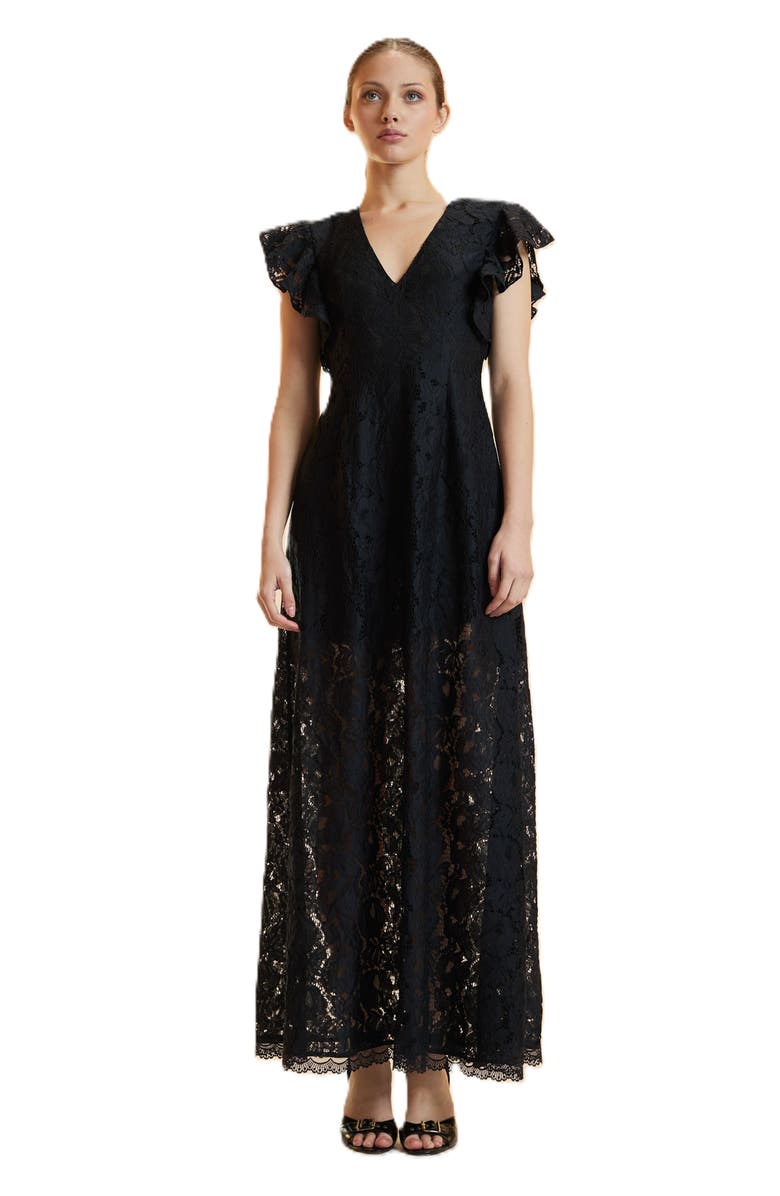 Cynthia Rowley Lace Midi Dress, Main, color, Black