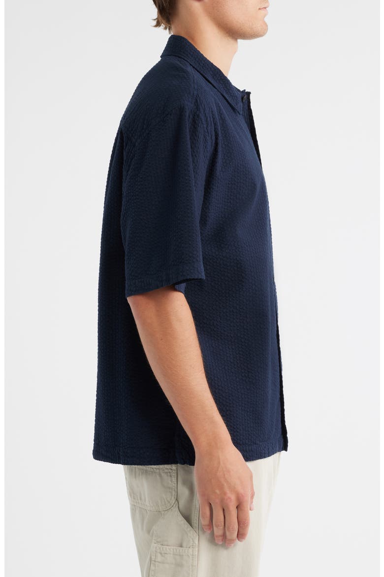 Keats Short Sleeve Cotton Seersucker Button-Up Shirt, Alternate, color, NAVY
