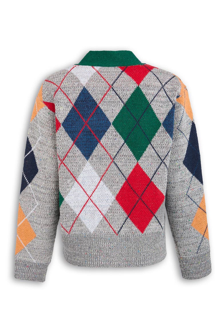 Argyle Knit Cardigan, Alternate, color, GREY