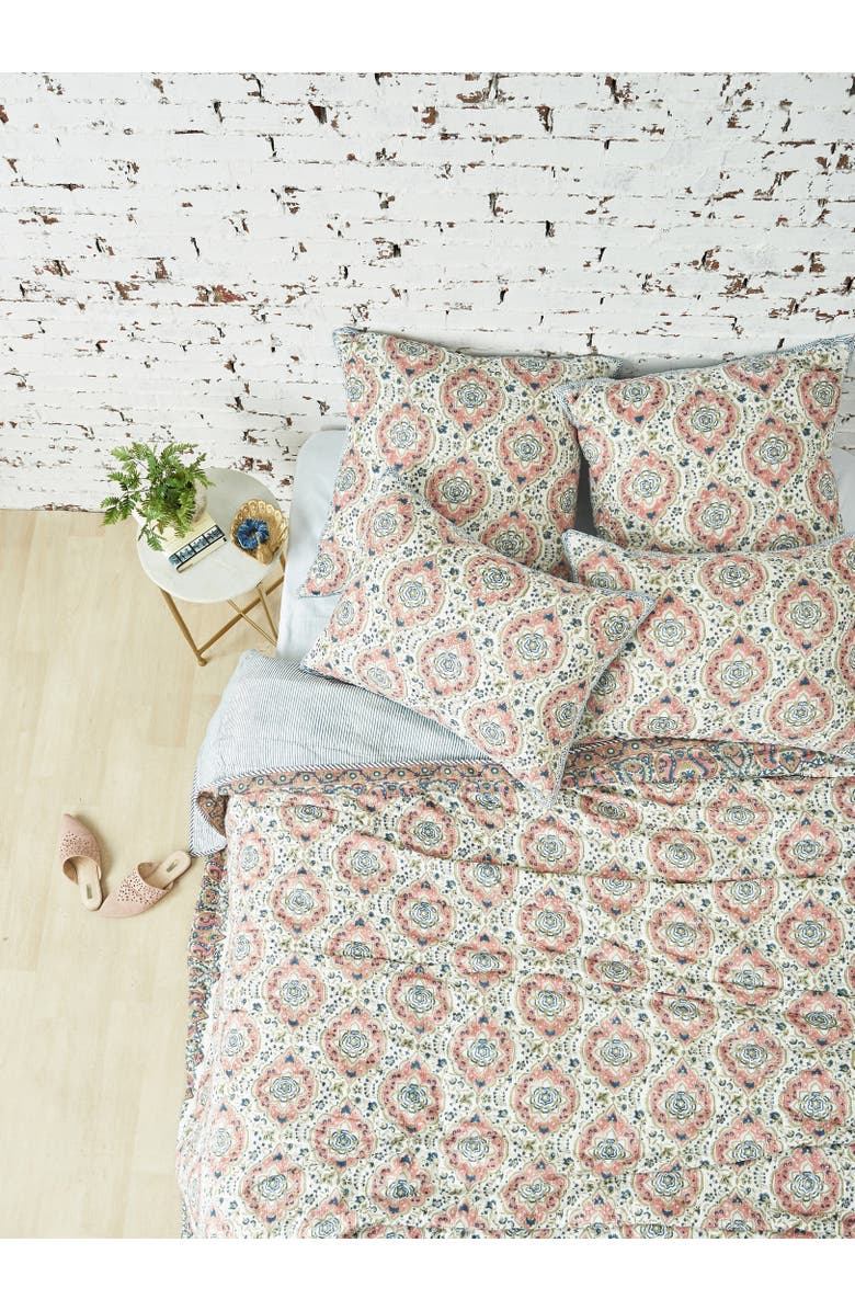 carol & frank 26" x 26" Freddie Hibiscus Cotton Euro Sham - Machine Washable, Alternate, color, Red