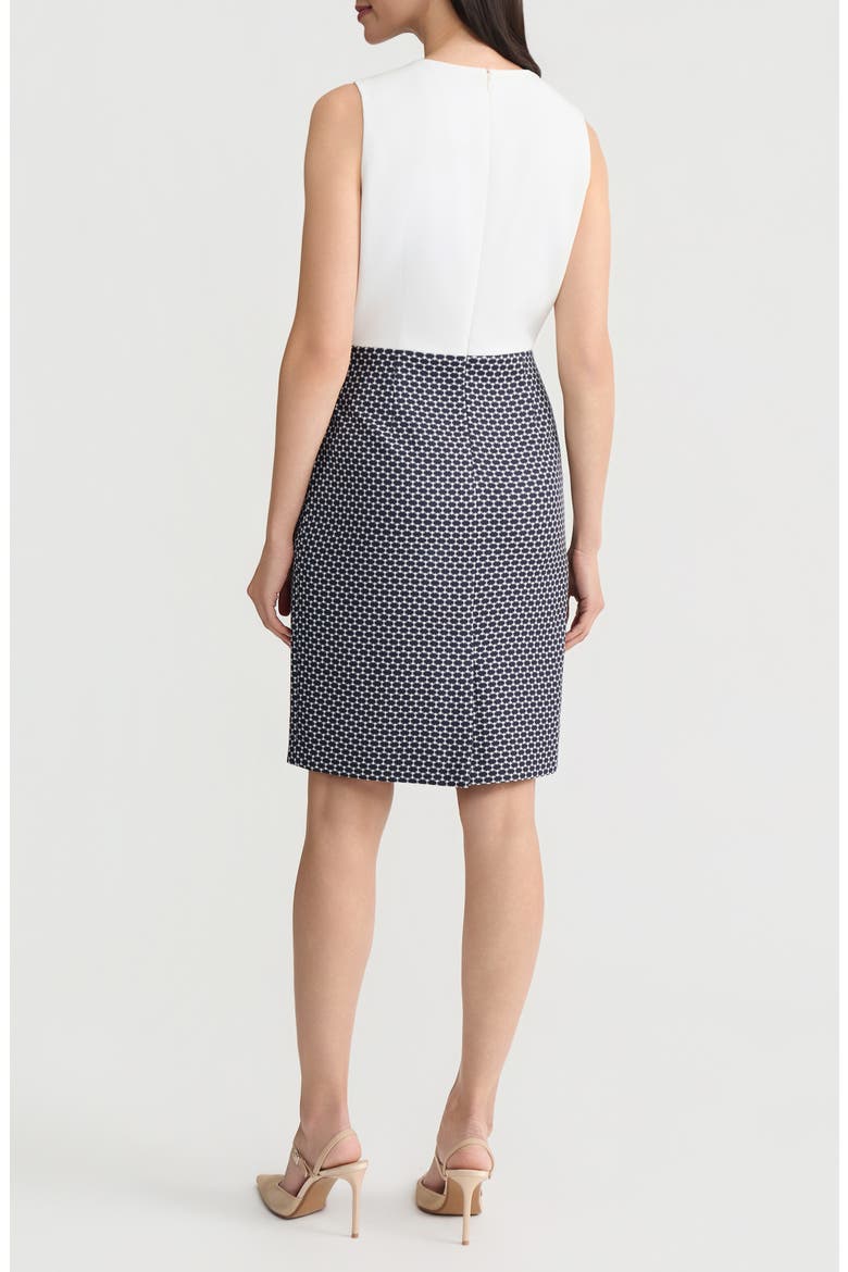 Princess Sheath Dress, Alternate, color, WHITE/ NAVY DOT