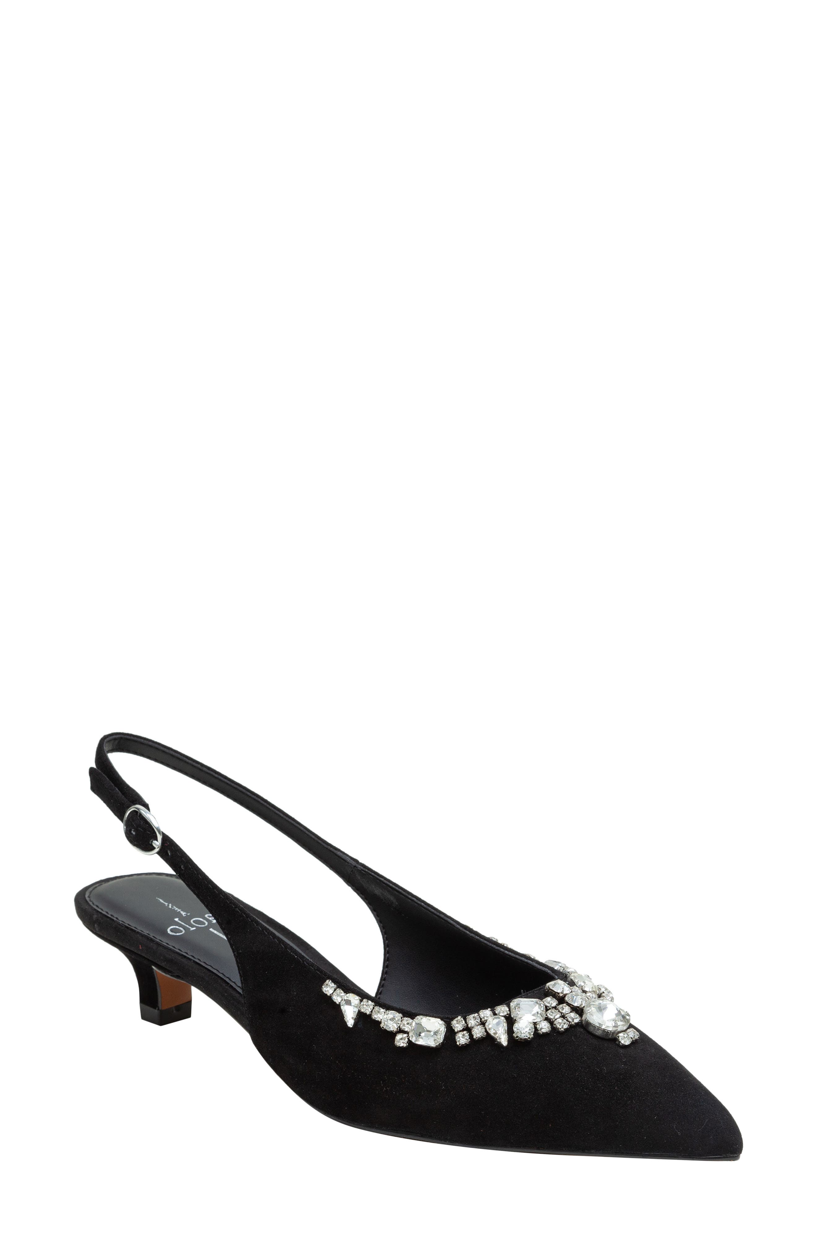 Linea Paolo Crystal Embellished Slingback Pump, Main, color, Black