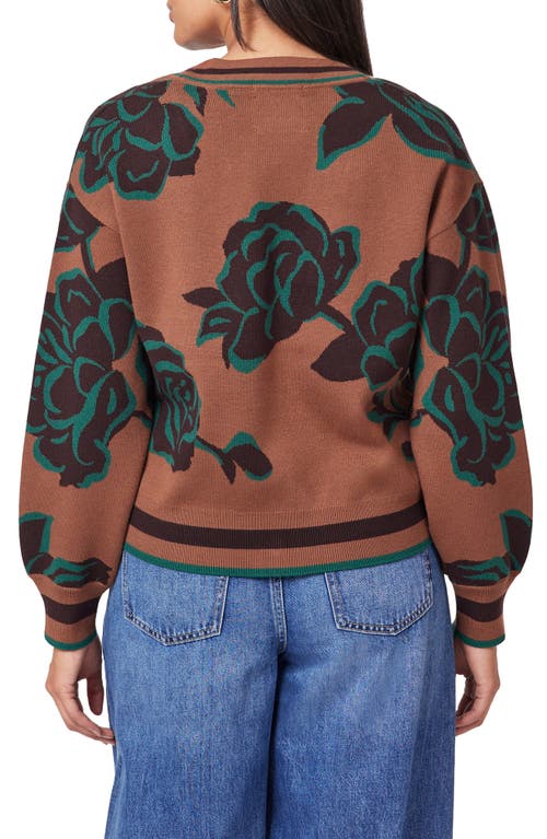 Scotch & Soda Floral Jacquard Cardigan In Brown