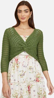 Yumi Crochet Cotton Twisted Bolero Cardigan