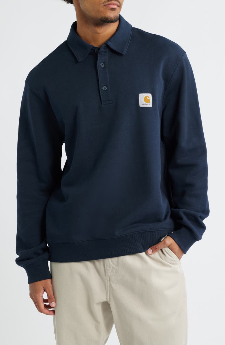 Carhartt Work In Progress French Terry Polo Sweatshirt, Main, color, Deep Night
