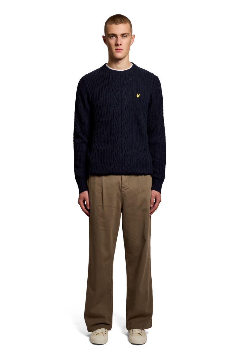 Ribbed Cable Knit Long Sleeve Sweater, Main, color, Dark Navy Marl