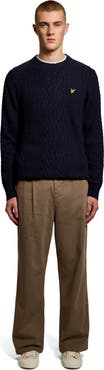 Lyle & Scott Ribbed Cable Knit Long Sleeve Sweater
