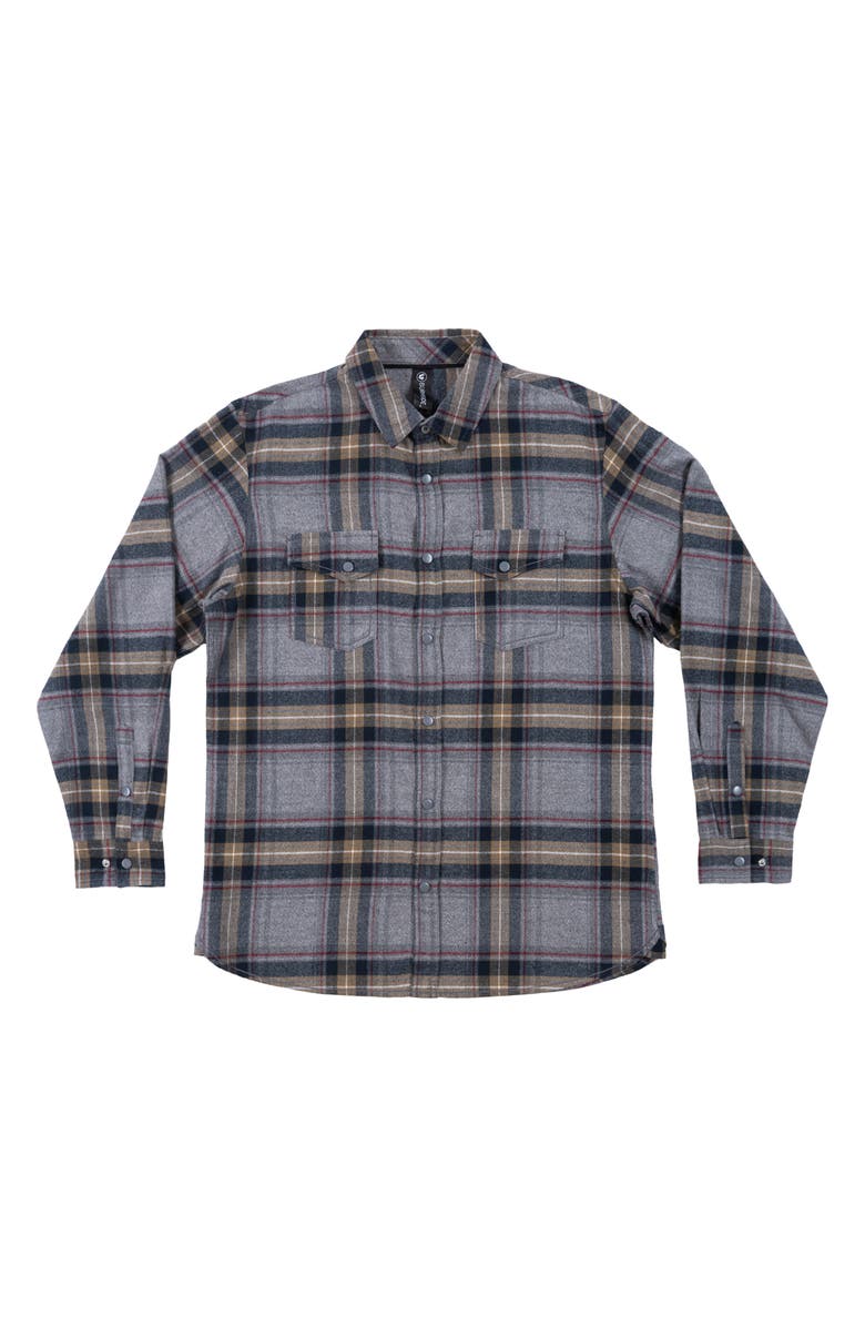 BURNSIDE Plaid Flannel Shirt, Main, color, Light Grey