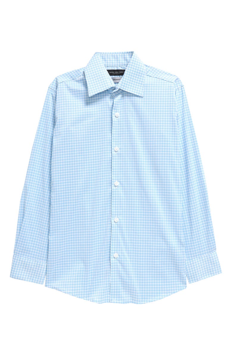 Andrew Marc Kids' Skinny Fit Grid Stretch Dress Shirt, Main, color,