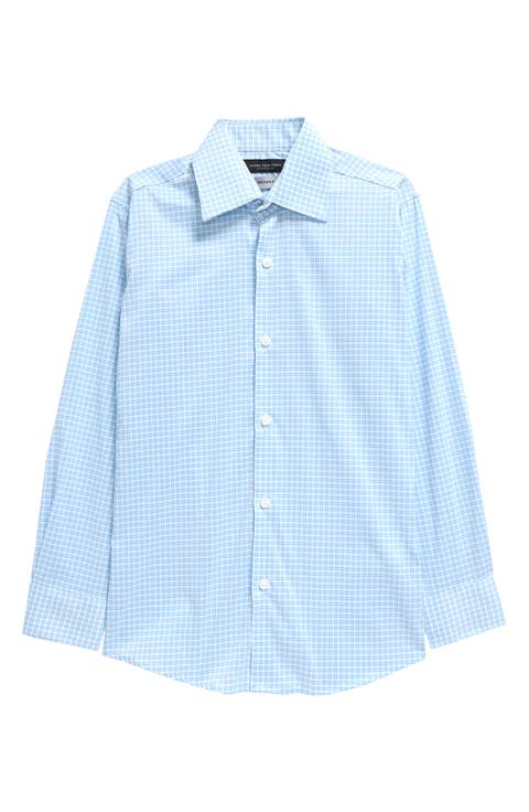 Kids' Skinny Fit Grid Stretch Dress Shirt (Big Kid)