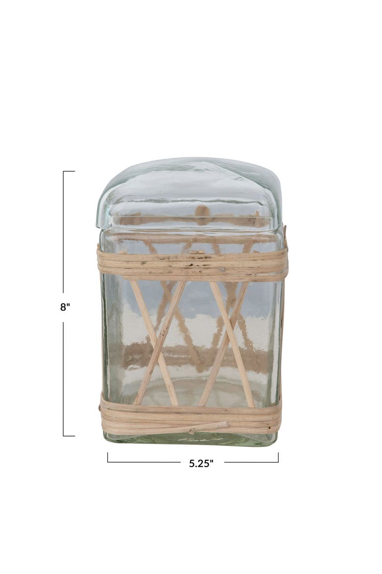 Rattan Wrapped Glass Jar with Lid, Alternate, color, Clear