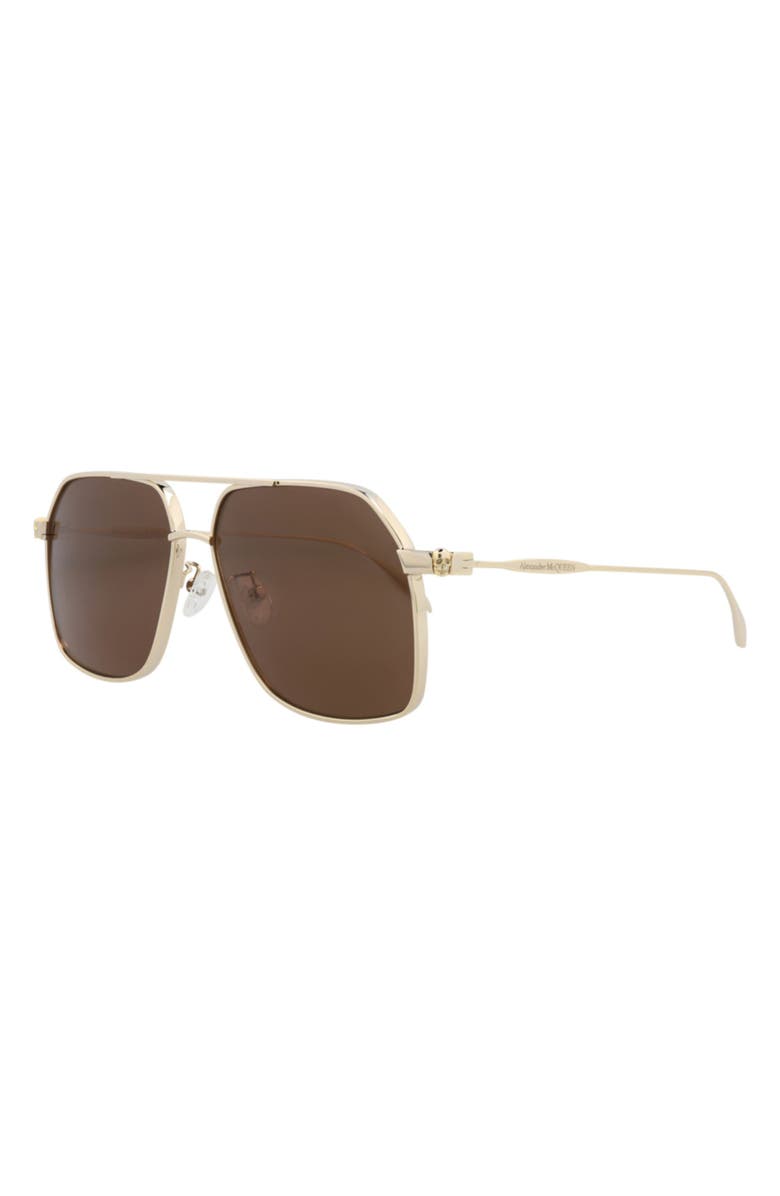 McQueen 59mm Aviator Sunglasses, Alternate, color, Gold Gold Brown