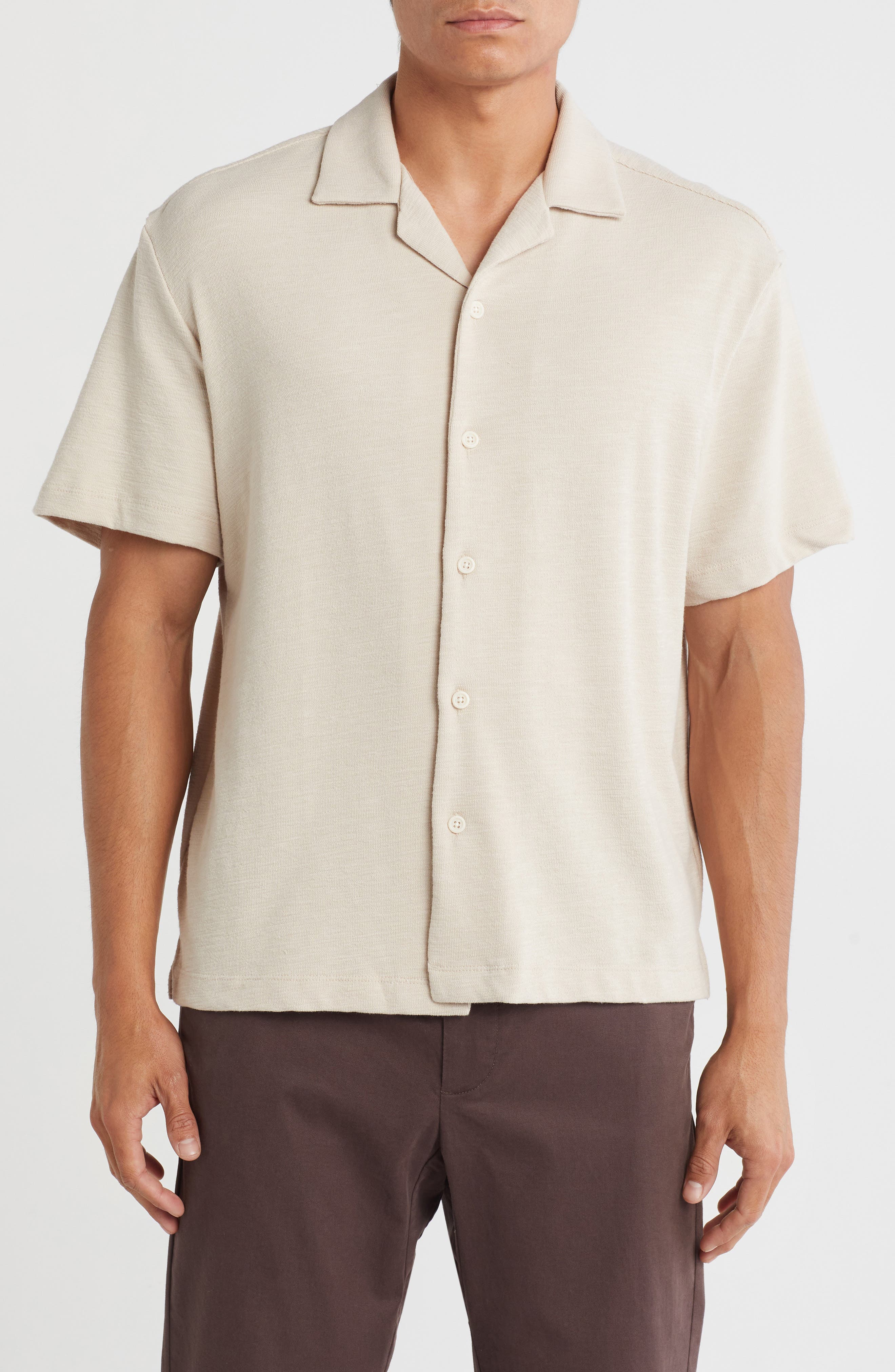 DENIM AND FLOWER Short Sleeve Knit Camp Shirt