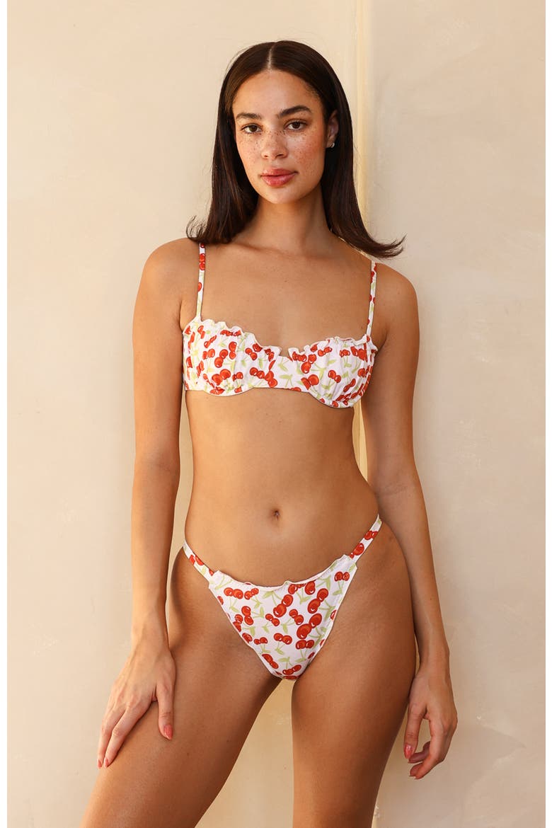 Lucca Cheeky Bikini Bottom, Main, color, Cherise White