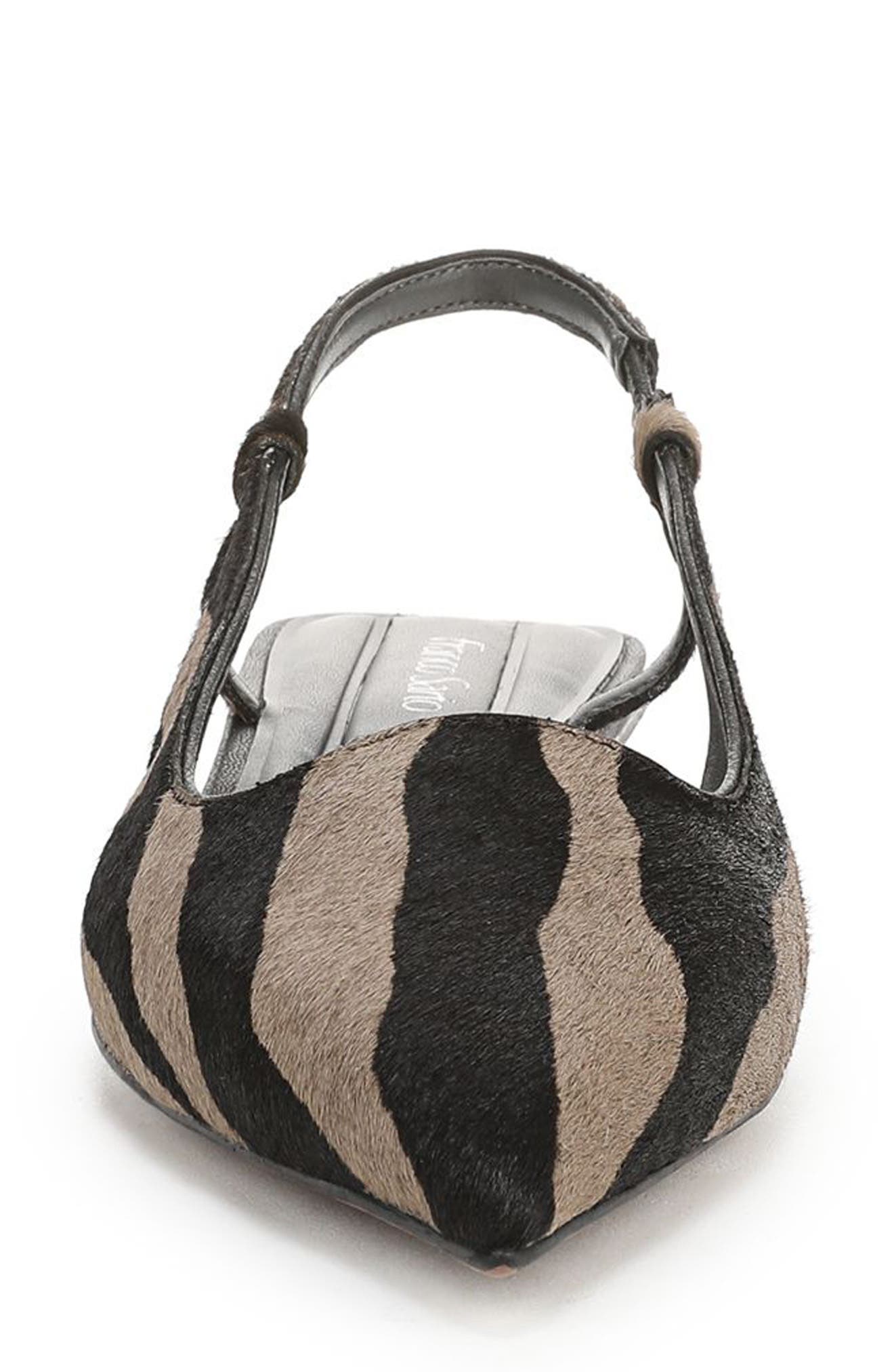 Franco Sarto Palmira Slingback Genuine Calf Hair Pointed Toe Flat, Alternate, color, Mocha Grey