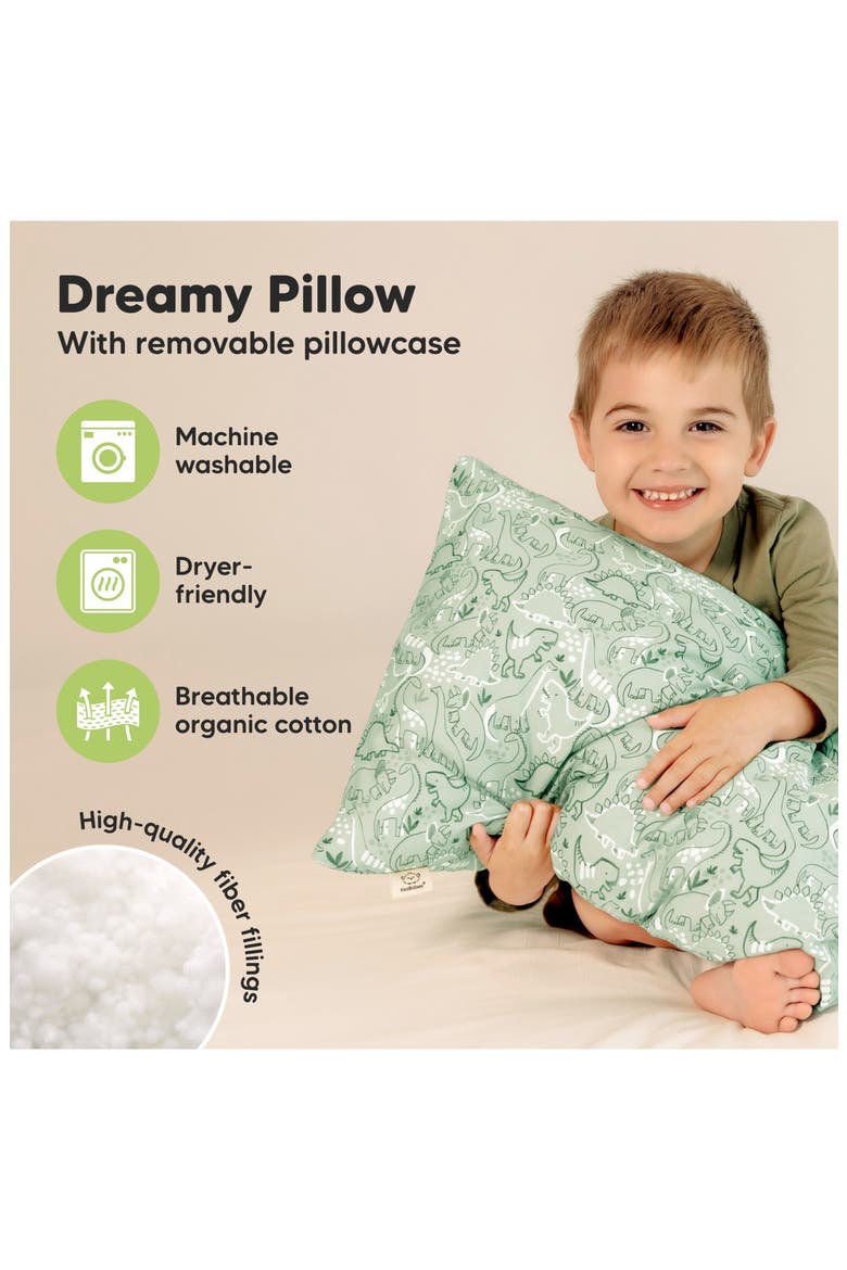 Jumbo Toddler Pillow with Pillowcase, Alternate, color, DinoDood