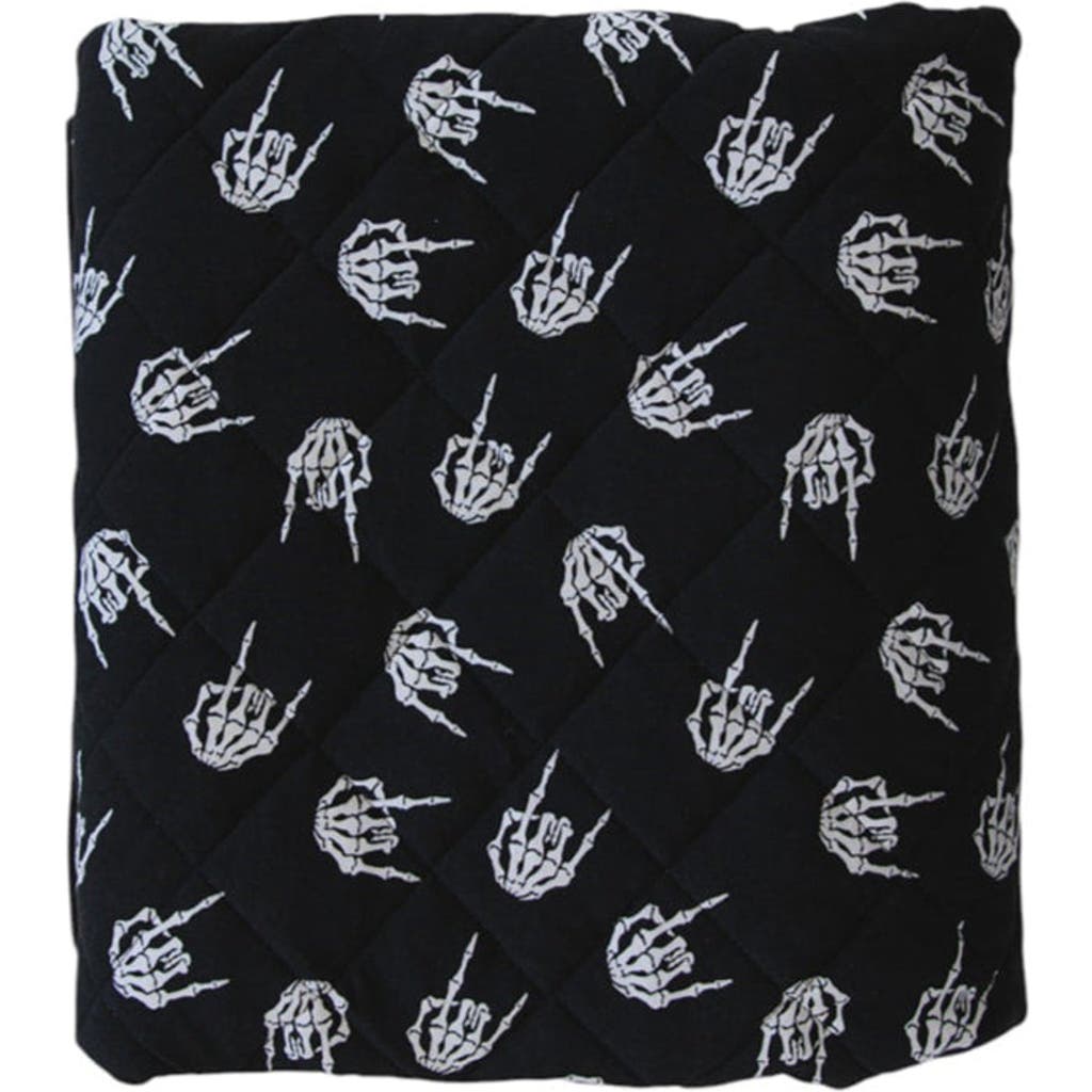 Charlie Lou Baby ® Rock N' Skull Quilted Blanket In Black