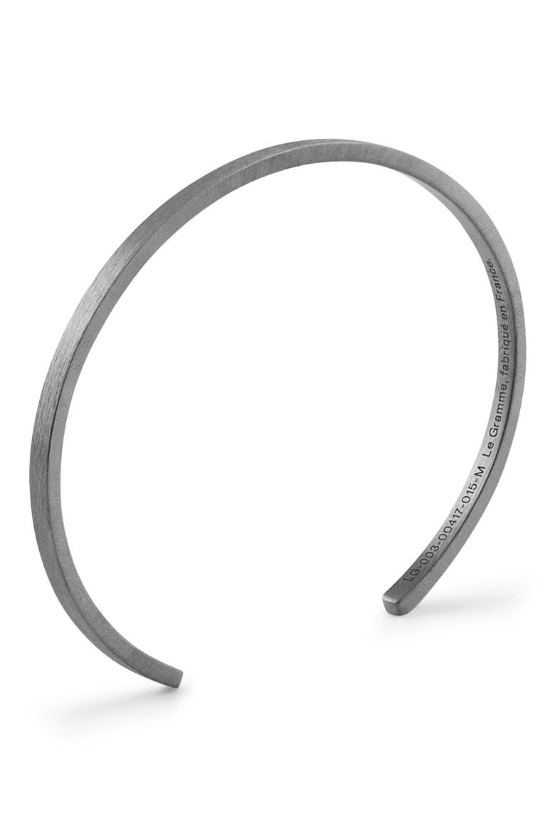 Men's 7G Brushed Sterling Silver Ribbon Cuff Bracelet, Alternate, color, BLACK SILVER