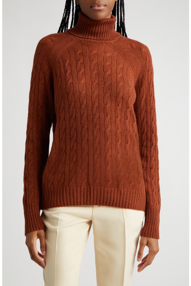 Cable Cashmere Turtleneck Sweater, Main, color, 0100 - MARRONE