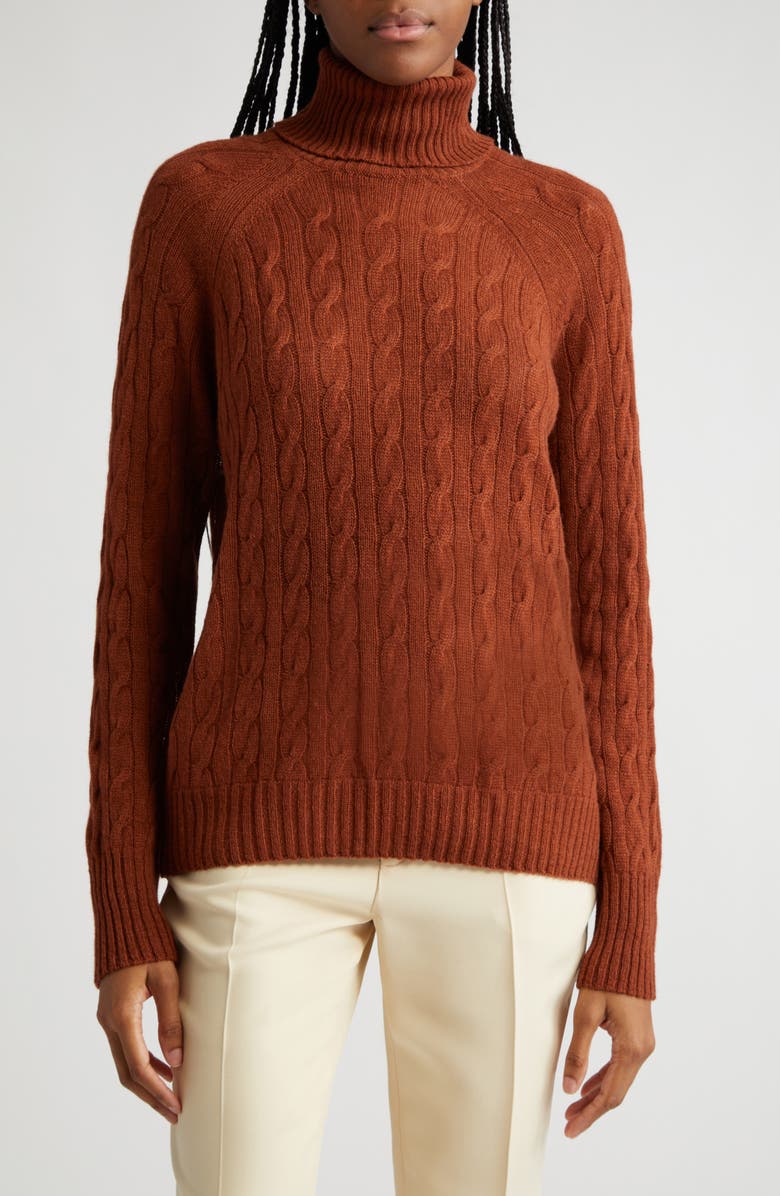 Etro Cable Cashmere Turtleneck Sweater, Main, color, 