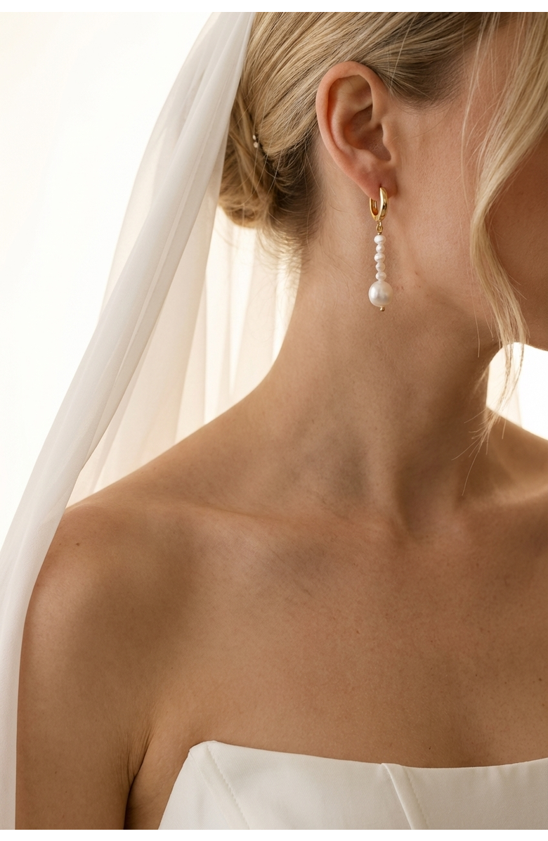 Joey Baby Freshwater Pearl Drop 18K Gold Plated Huggie Earrings, Alternate, color, 18K Gold Plated / White Pearl