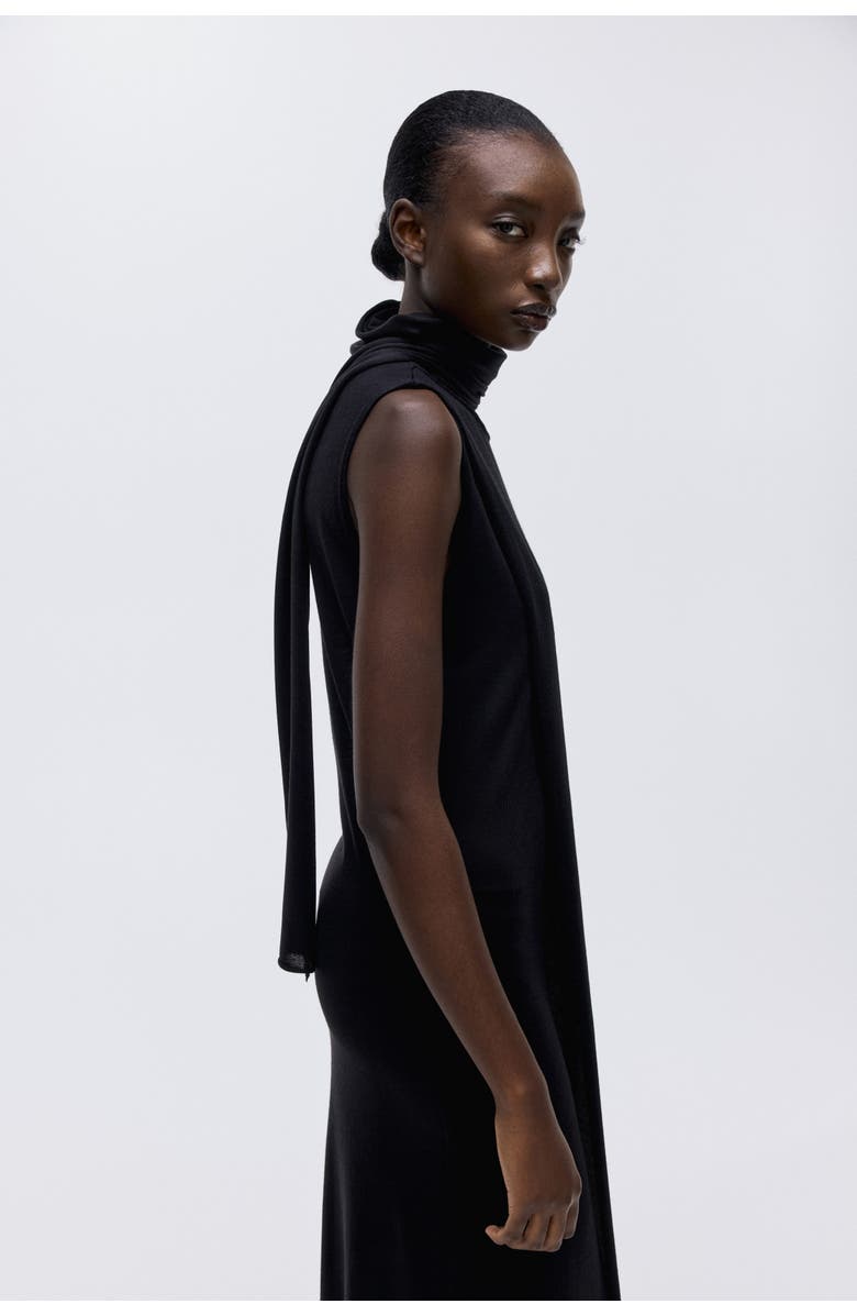 H&M Scarf-collar Dress, Alternate, color, Black