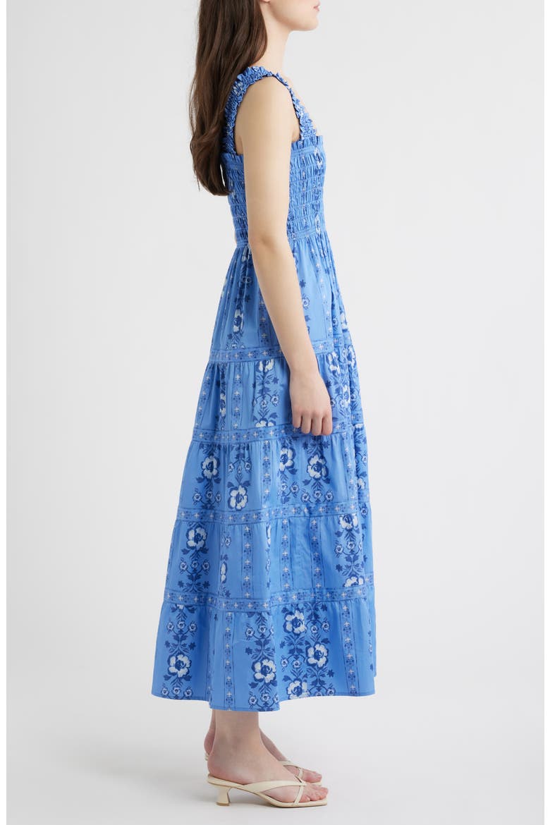 The Kimmy Smocked Sleeveless Maxi Dress, Alternate, color, ARCADIA BORDER BLUE