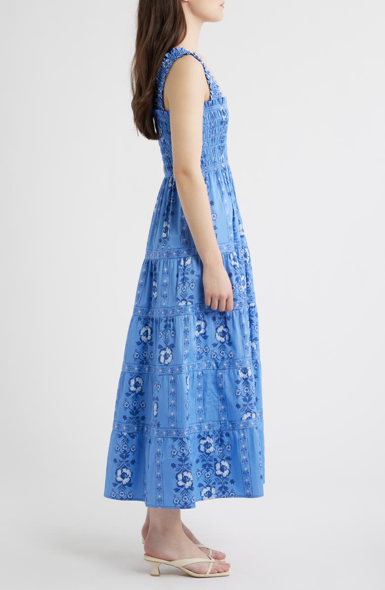 Hill House Home The Kimmy Smocked Sleeveless Maxi Dress, Alternate, color, Arcadia Border Blue