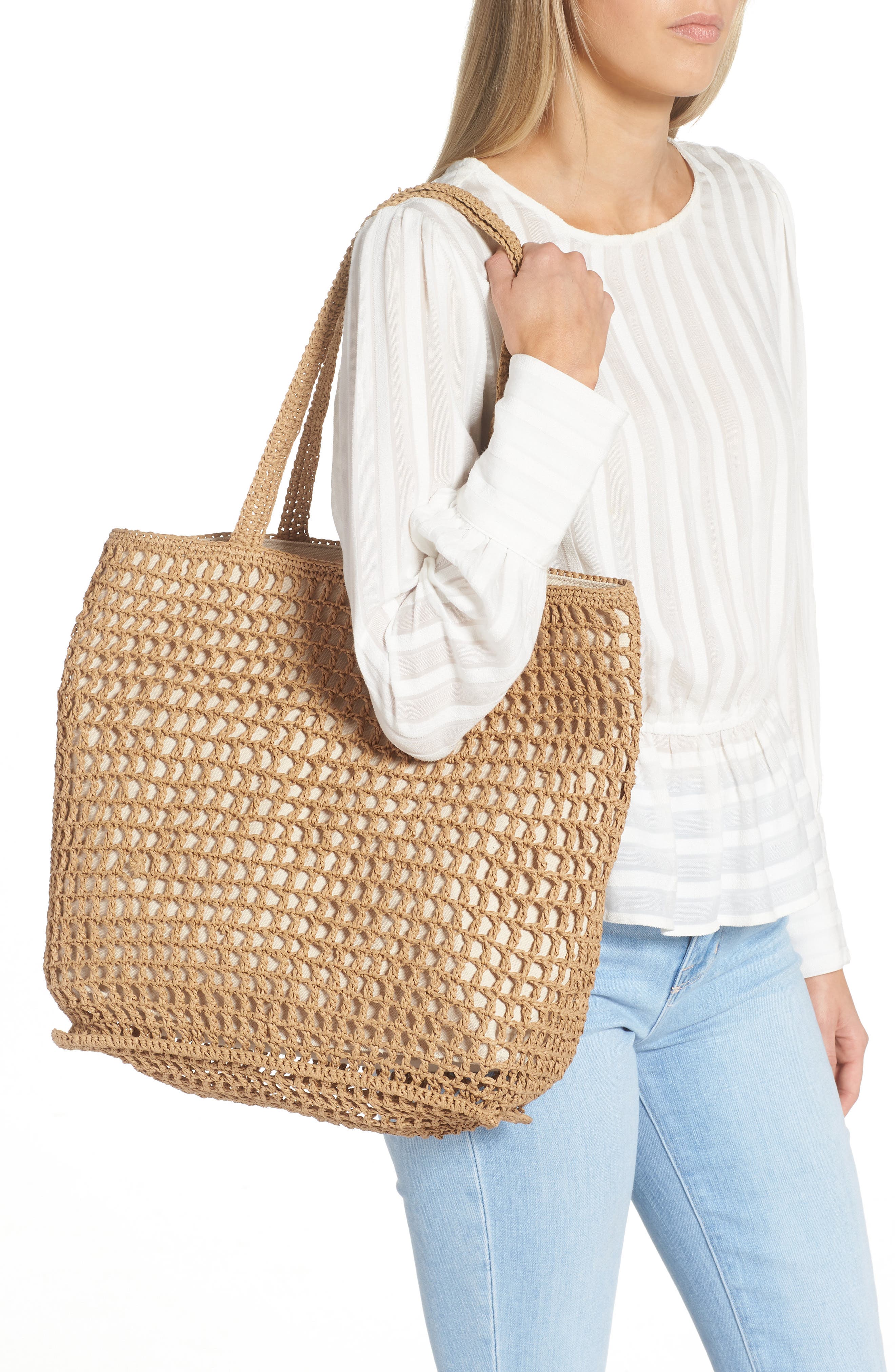 The Transport Tote: Straw Edition, Alternate, color, SEED KHAKI