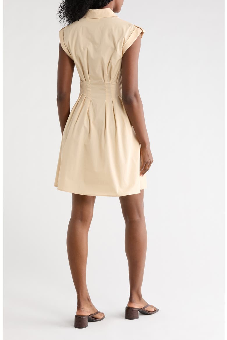 Cap Sleeve Cotton Fit & Flare Shirtdress, Alternate, color, NATURAL