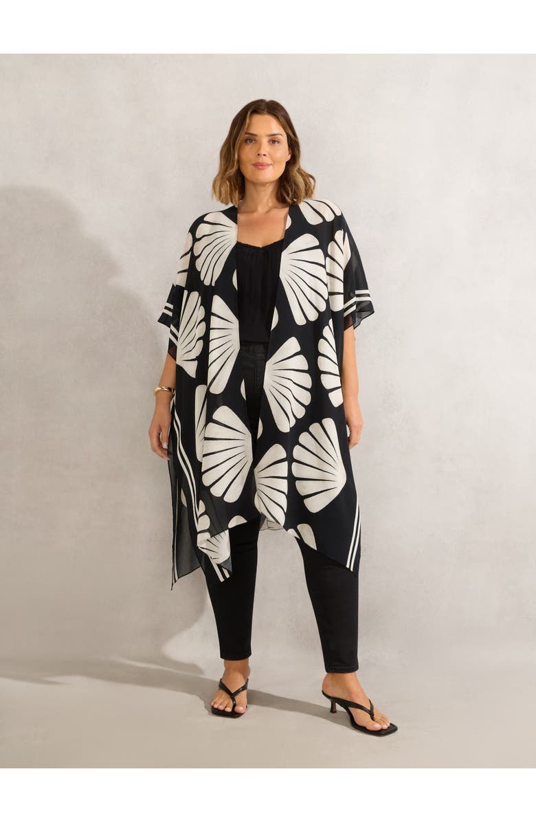 Live Unlimited Shell Print Longline Kimono, Main, color, Multi