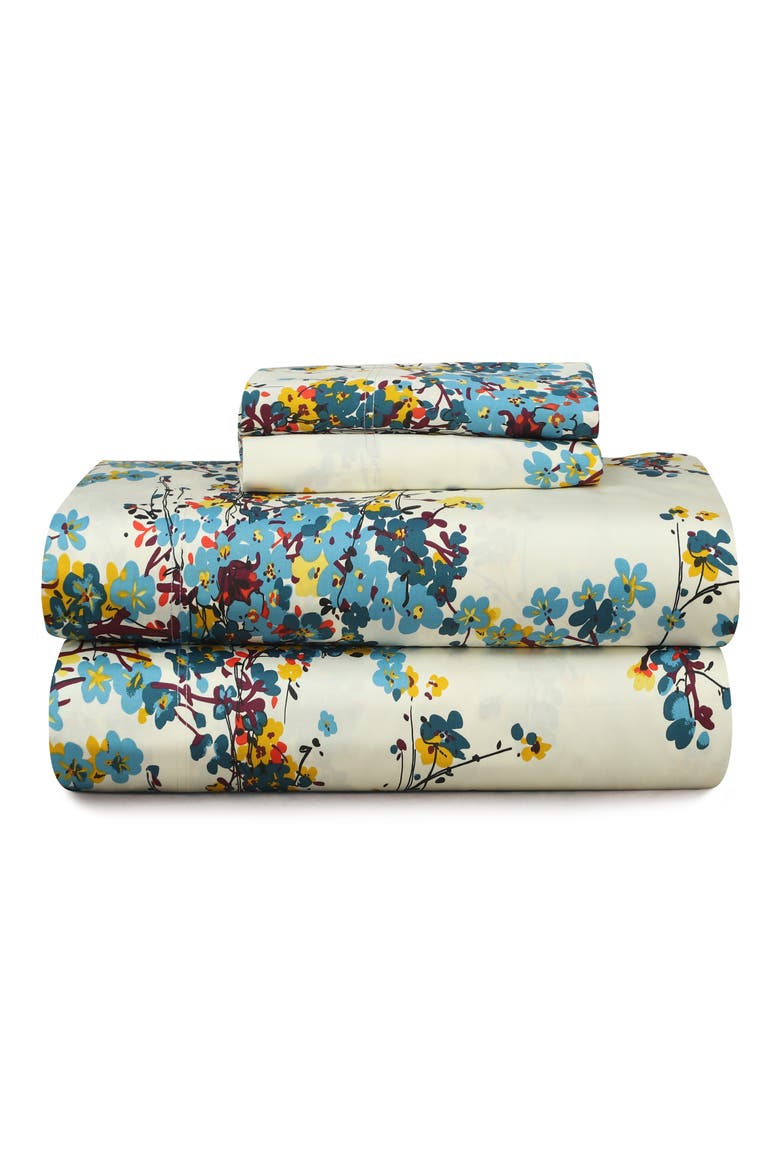 Casablanca 300 Thread Count Cotton Sateen Sheet Set, Main, color, MULTI BLUE