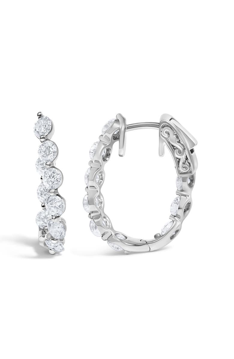 Haus of Brilliance 14K White Gold 3 3/4 Cttw Graduating Diamond Oval Hoop Earrings, Alternate, color, White Gold