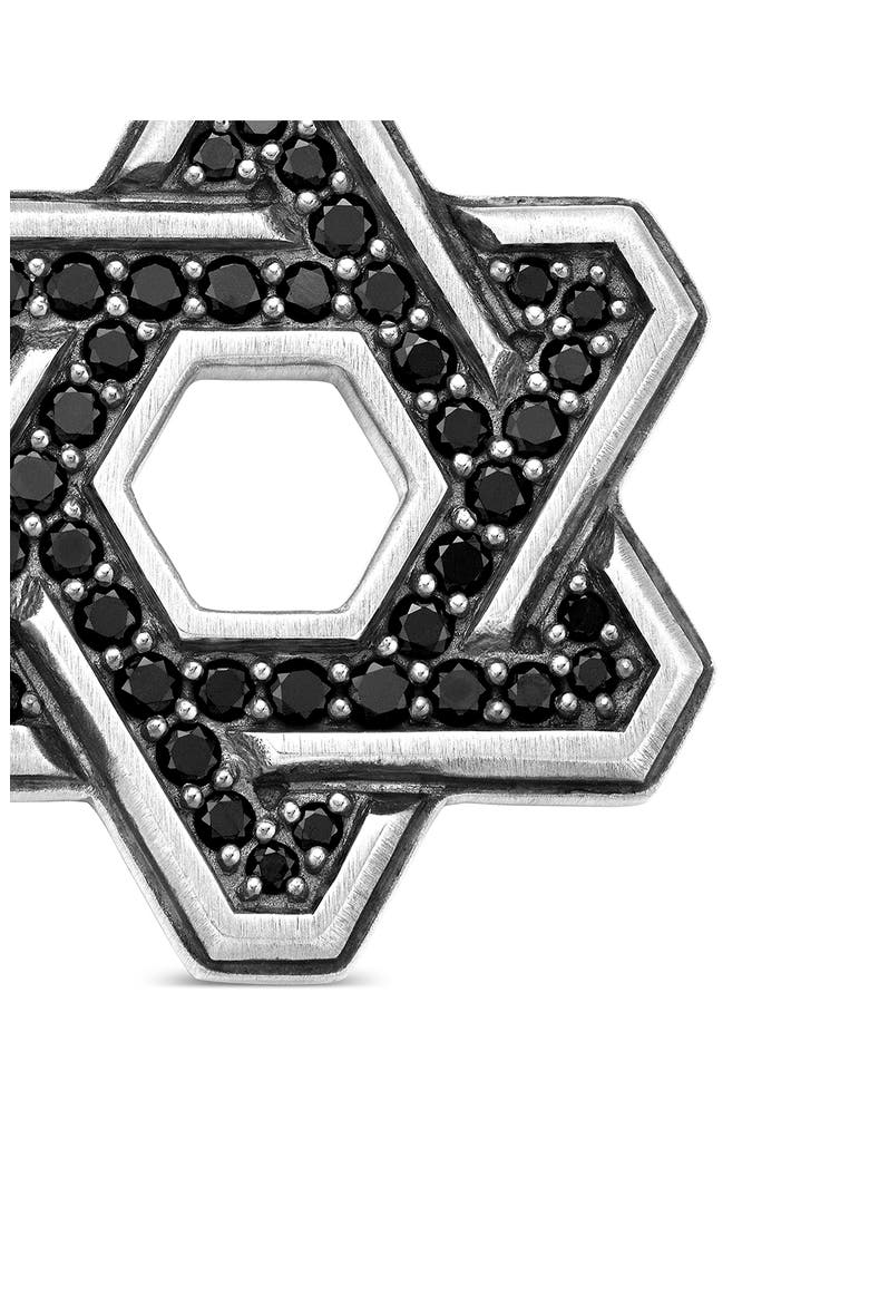 Deco Star of David Pendant with Pavé Black Diamonds, Alternate, color, SILVER/ BLACK DIAMOND