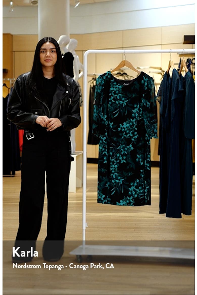 Floral Chiffon Sleeve Sheath Dress video