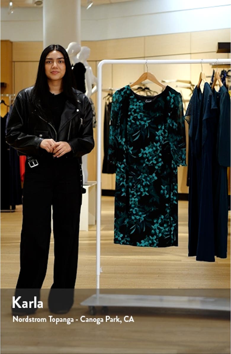 Floral Chiffon Sleeve Sheath Dress, sales video thumbnail