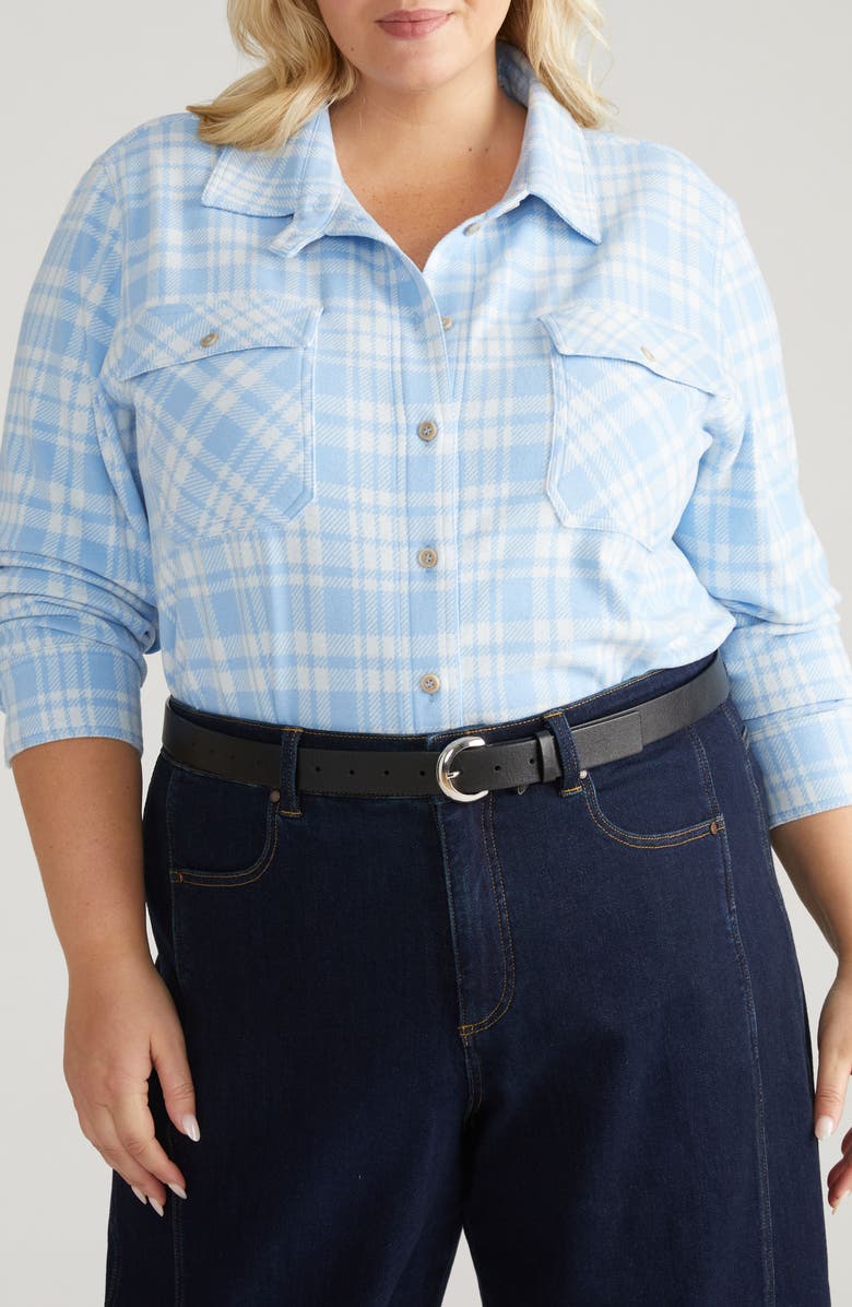 Universal Standard Maine Flannel Button-Up Shirt, Main, color, Teapot Whistle Blue